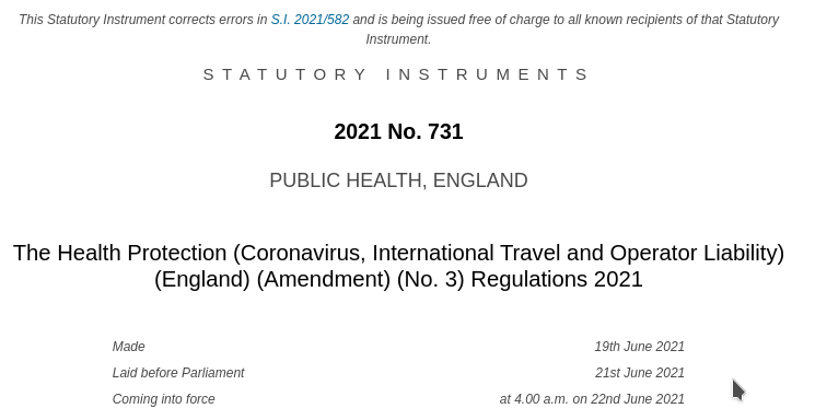 org_scp's tweet photo. ⚖️ Oh hello - look what slid into law at 0400 today, 22nd June. 

⚽️ Exemptions for #UEFA #EURO2020 'invitees'. 

https://t.co/i3pxK4muXA https://t.co/T1MOuSw1zh
