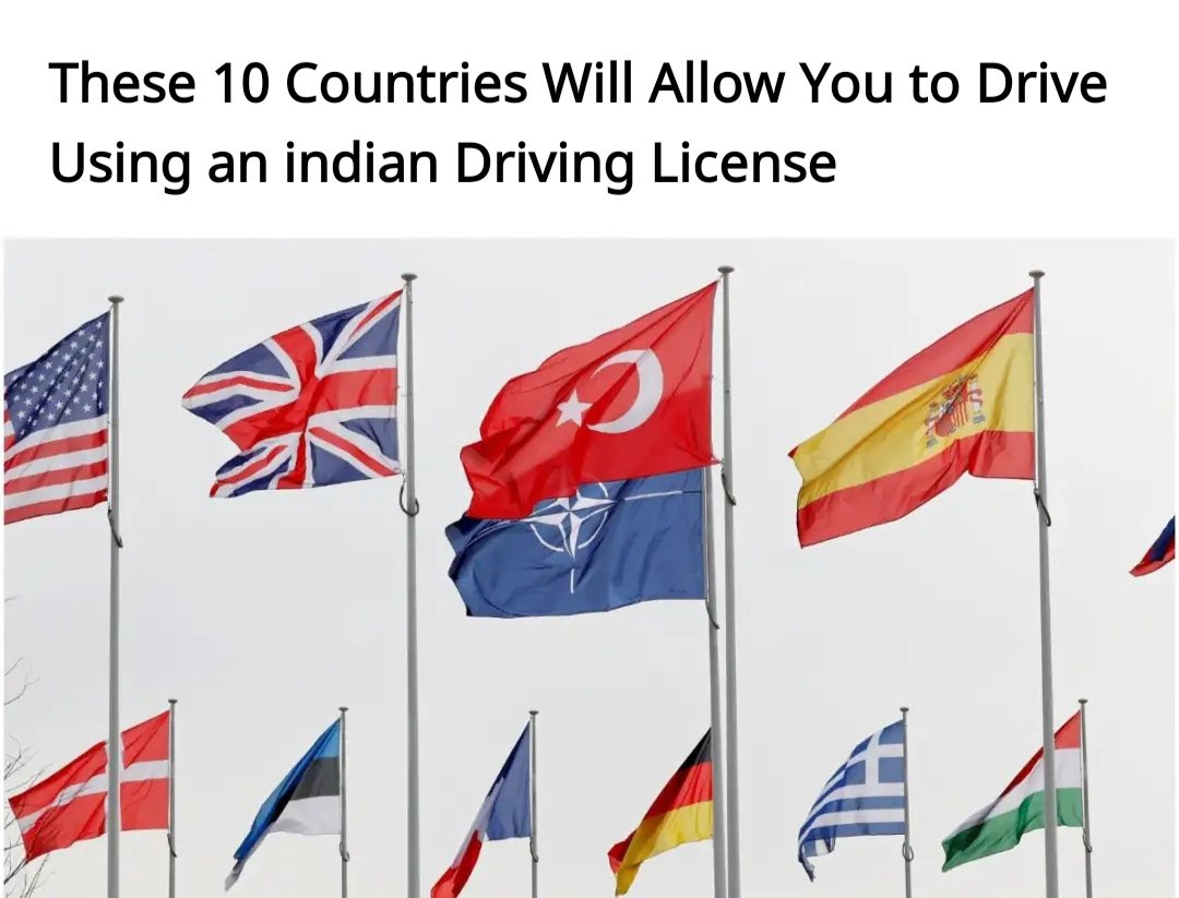 thedptours's tweet photo. #GoodNews 
10 Foreign Countries will allow you to Drive using an Indian Driving License,
Germany
United Kingdom
Australia
New Zealand
Switzerland
South Africa
Sweden
Singapore
Hong Kong
Malaysia
#IndianDrivingLicense https://t.co/gNSD8yBHWH