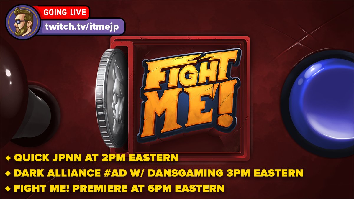 itmeJP's tweet photo. [LIVE] Got a busy day on the channel! 

Starting off and covering the latest and greatest in news on #JPNN

Then an #ad w/ @Dansgaming at 3PM eastern for 2 hours

Then FIGHT ME! premiere at 6PM Eastern w/ @JWonggg 

https://t.co/wYPHaCHa9y https://t.co/XrTUeyxDaz