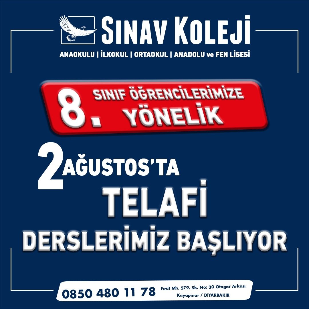 dbsinavkoleji's tweet photo. 8. Sınıfa Erken Kayıt Yap 
Telafi Dersleri Kap
Kaliteye Kaydol Kazanan Sen Ol

#SınavEğitimKurumları #SınavKoleji #Sınav #anaokulu #ilkokul #ortaokul #anadolulisesi #fenlisesi #Diyarbakır #8sınıf #telafi  #telafidersleri #kalite #kayıttayız #erkenkayıt https://t.co/Ky811G1c0m