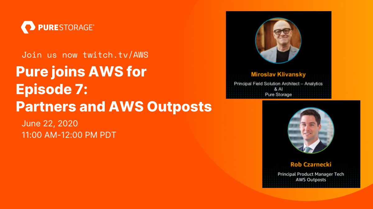 PureStorage's tweet image. Happening now on twitch.tv/aws   
---&amp;gt;Pure + @AWS 

#AWS #awsoutposts #partners #cloud #HybridCloud