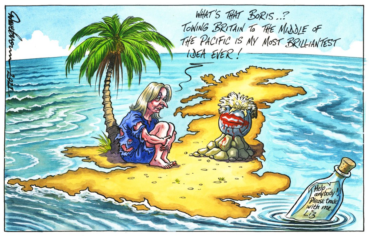 Dave Brown's @Independent cartoon... #LizTruss #CPTPP #TransPacificPartnership  #PacificTrade #Brexit #BrexitShambles – political cartoon gallery in London original-political-cartoon.com