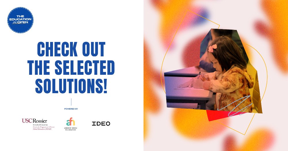 OpenIDEO's tweet photo. Curious which #EducationReopen solutions were selected?

Stay tuned for the #SolutionExchange, a searchable site for inspiring and implementable school solutions. Learn how they aim to foster more connected school communities! https://t.co/1lYsKonBl2 https://t.co/GWQvwtnsal