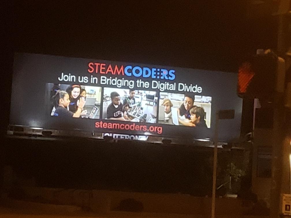 SteamCoders's tweet image. We have a billboard! Full STEAM ahead!

#kidsforcoding #underserved #underpriviliaged #nonprofit #stem #steam #stemeducation #bridgingthedigitaldivide #pasadena #100daysofcode #kidsinstem #science #technology #engineering #art #math