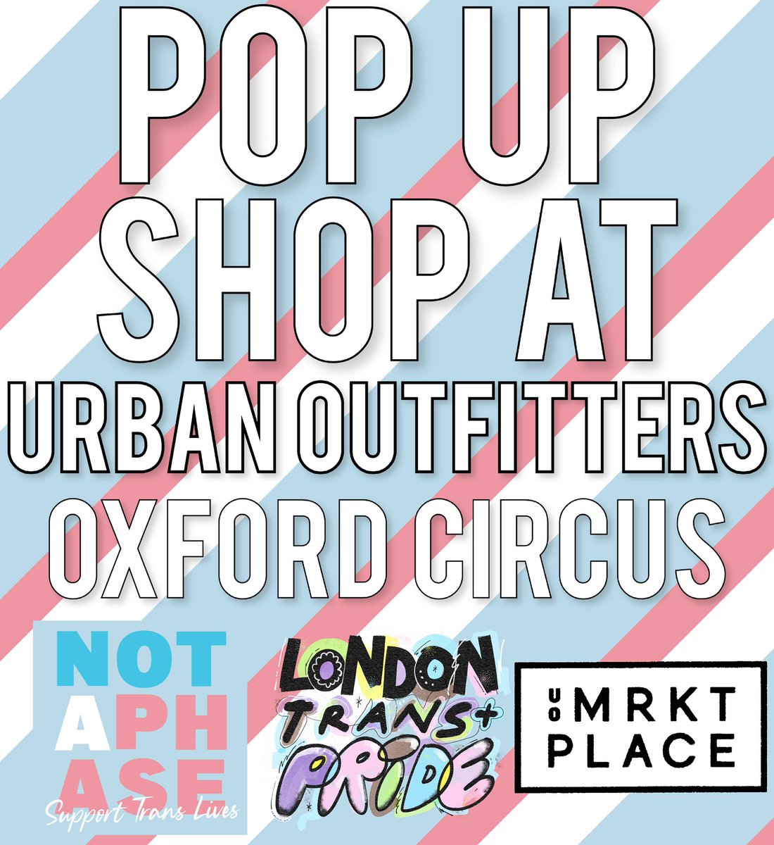 In preparation for Trans Pride London, we have teamed up with @uoeurope to launch our pop up store Urban Outfitters Oxford Circus this week on Thursday, Friday and Saturday for you to pop in and grab one of our tees for the big day! Full details on our insta!