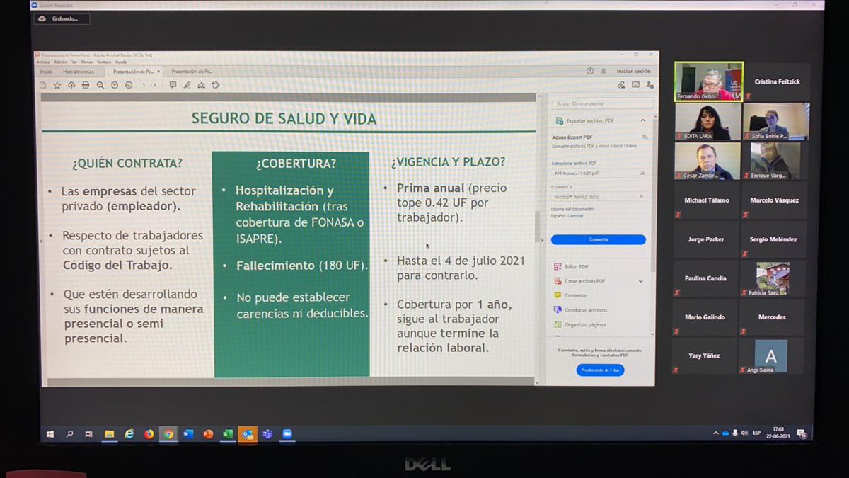 Seremi del Trabajo, <a href="/fdo_gebhard/">Fernando Gebhard Vásquez</a>, en conjunto con Seremi de @MH_Loslagos, DR de <a href="/ISLLosLagos/">ISL Los Lagos</a> y representante de la #AFC encabezan reunión virtual con Cámaras de Comercio y Turismo de la región de #LosLagos para entregar detalles de la Ley 21.342, protocolos #COVIDー19 y #BonoPyme