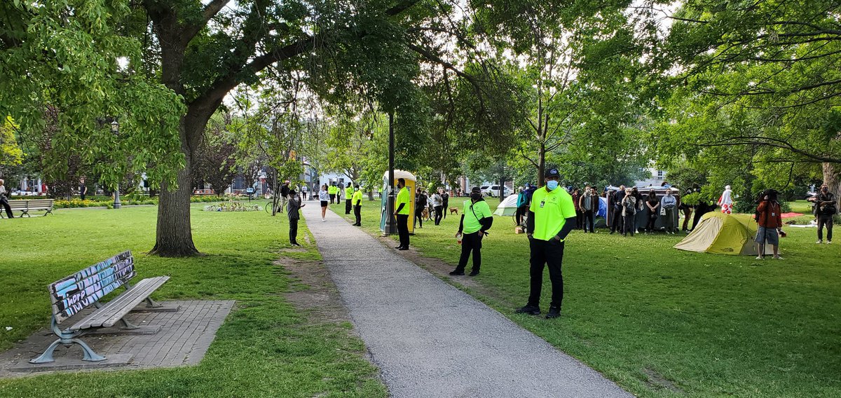 Dozens of police, mounted units, bike units, other City staff, private security, fences, drones, helicopter...

I hope somebody FOIs the cost of this operation, and works out how long people could have been properly housed for that amount.
