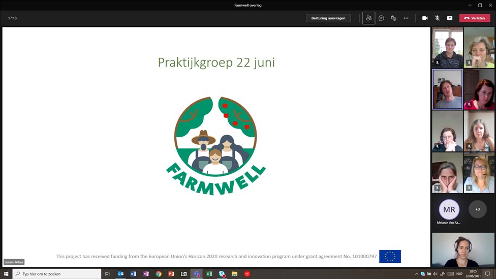 Tonight, #ILVOatsociety @ILVOvlaanderen, @SamenFerm & @InnoSteunpunt organise the first practice group of the @FARMWELL_H2020 project. Together with farmers we gather online to discuss social innovations that could improve the #wellbeing of farmers.