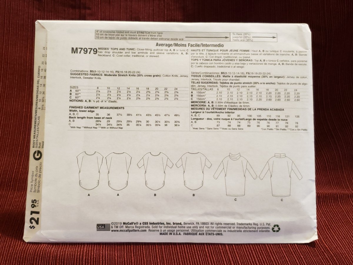 quilts_more's tweet photo. Misses Top And Tunic Sewing Pattern McCall's M7979 Size 8, 10, 12, 14, 16, Palmer Pletsch Tissue Fitting Method, Close Fitting, Pullover Top https://t.co/wL9TPZestI #ImagineQuiltsAndMore #DropShoulder https://t.co/x1YH69Uc1M