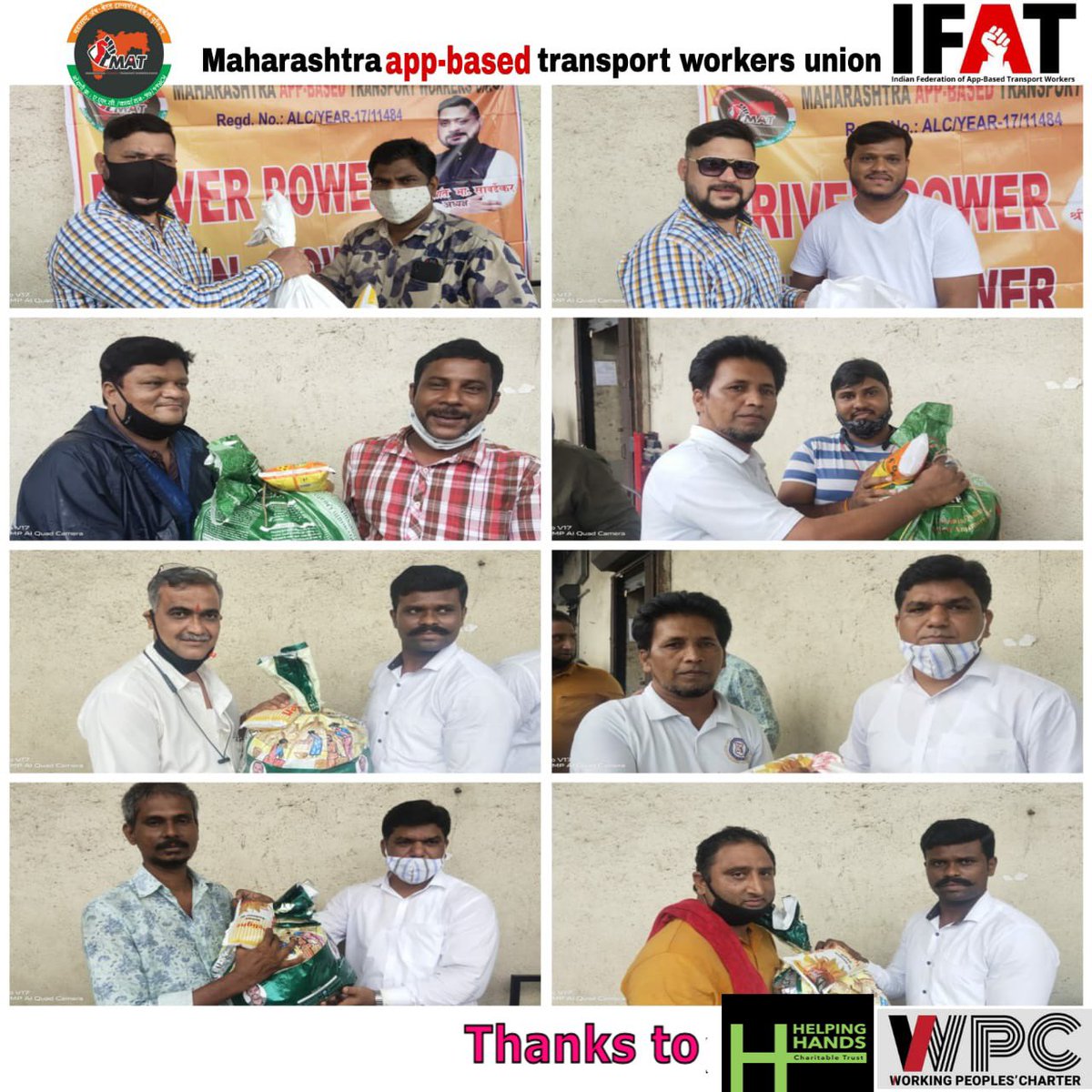 Helping Hands Charitable Trust (@hhctsm) on Twitter photo Happy to provide dry ration kits to 102 <a href="/Olacabs/">Ola</a> <a href="/Uber/">Uber</a> drivers who have suffered loss due to lockdown. Thanks to <a href="/PrashantBunty3/">Prashant Bunty</a> ji of president of IFAT-an all federation of app based workers and <a href="/IndiaWpc/">Working People's Coalition</a> for facilitating Happy to provide dry ration kits to 102 <a href="/Olacabs/">Ola</a> <a href="/Uber/">Uber</a> drivers who have suffered loss due to lockdown. Thanks to <a href="/PrashantBunty3/">Prashant Bunty</a> ji of president of IFAT-an all federation of app based workers and <a href="/IndiaWpc/">Working People's Coalition</a> for facilitating