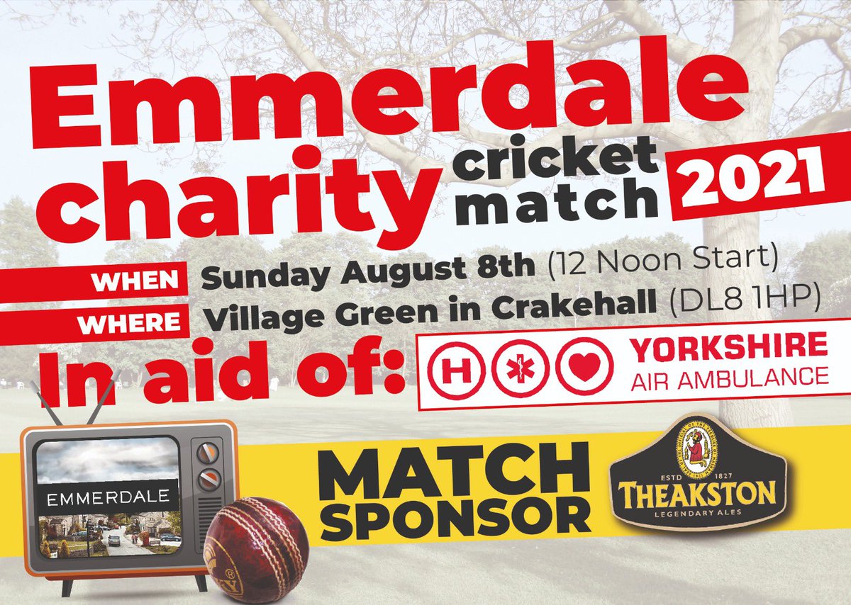 <a href="/YorkshireAirAmb/">Yorkshire Air Ambulance</a> <a href="/EmmerdaleCrick1/">Emmerdale Cricket</a> <a href="/smudger190/">Andrew Smith</a> <a href="/bhaskerpatel/">Bhasker Patel</a> <a href="/ChrisBisson/">Chris Bisson</a> <a href="/emmerdale/">Emmerdale</a>
