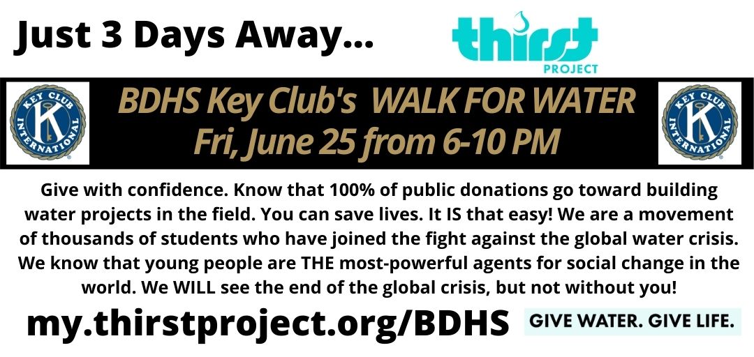 BD_KeyClub's tweet photo. We are SO EXCITED to spearhead Wisconsin's first WALK FOR WATER this Friday! Join us on the track at Beaver Dam High School from 6-10 PM and help us reach our goal. Better yet, join our team! #WIUMKEYCLUB #KEYCLUB #THIRSTPROJECT https://t.co/PIlGvooJPX https://t.co/tlcZd8mUoq