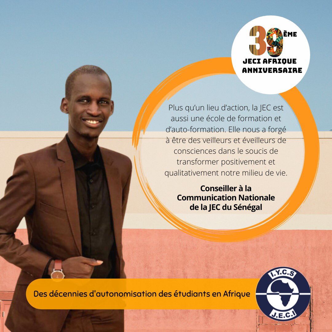 Journée de la JECI  Afrique 

Thème : Célébrer des décennies d'autonomisation des étudiants et de transformation du milieu étudiant. 

#39èmeanniversaire
#Kebetu
#senegalycs