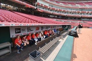gocroswell's tweet photo. We dodged the raindrops and enjoyed a tour of Great American Ballpark and a visit to the Reds Hall of Fame and Museum. It looks like we could add a couple players to the roster and to the announcing booth. #PlayBall

#TravelTuesday 
#GoCroswell https://t.co/RqFv3SEGtF