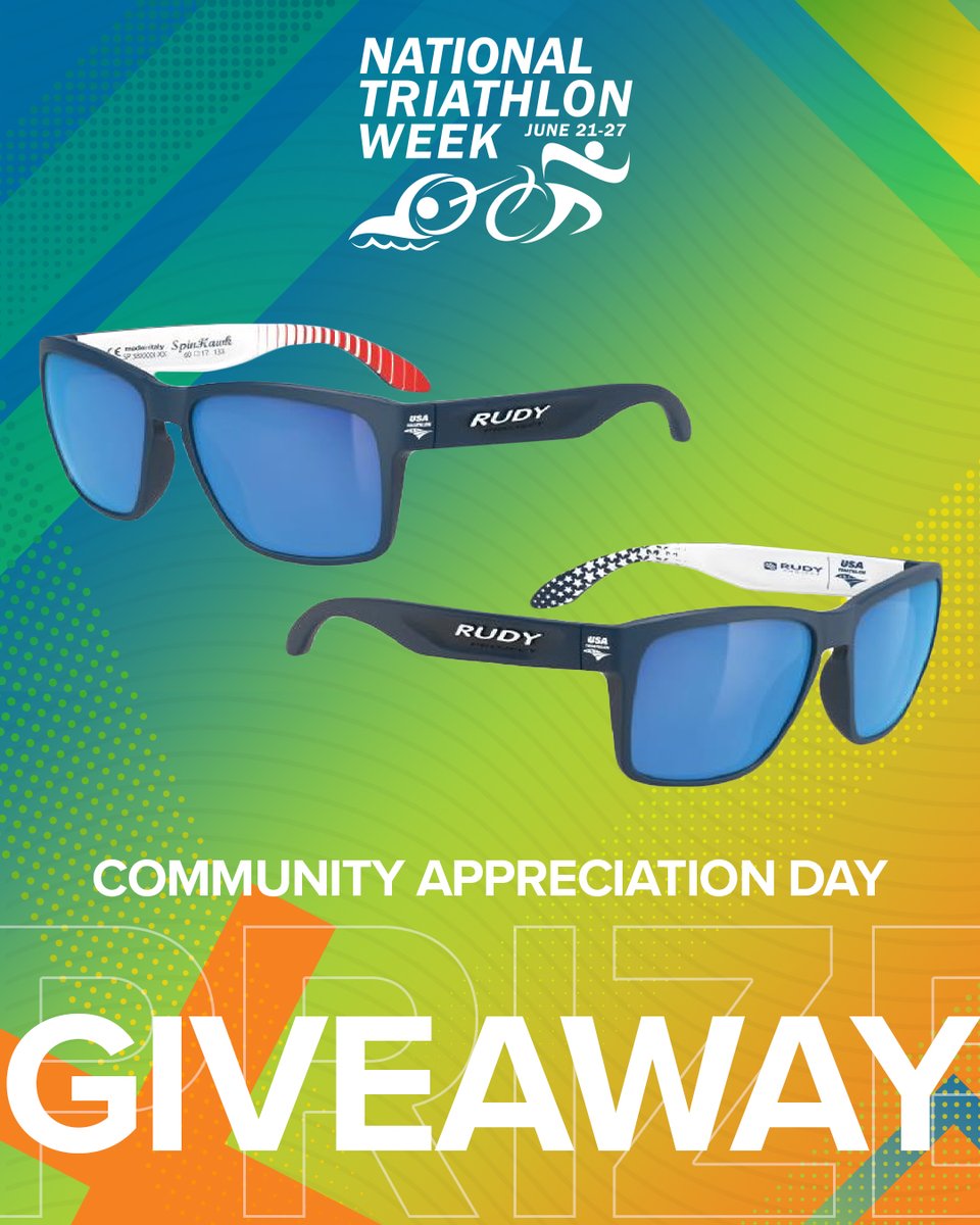 usatriathlon's tweet photo. New day. New prize giveaway. ๐จ
Tell us about someone in the triathlon community who you appreciate and use #TriWeek for a chance to win a pair of USA Triathlon Rudy Project Spinhawk sunglasses! ๐
#TriWeek #CommunityAppreciationDay #Triathlon https://t.co/P11dsiX9bl
