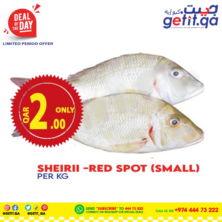 GETIT_QA's tweet photo. Fresh Fishes @ QAR 2.00/-
Shop at https://t.co/dXDpluc3lX
#onlineshopping #dealoftheday #CashOnDelivery #QatarOnline #qatarbuyandsell #golocalfirst #getitqatar #getit #Getitmart #getitqa #weeklyoffer #weekenddeals #freshfish #freshfishdaily #fish https://t.co/F328cc86BM