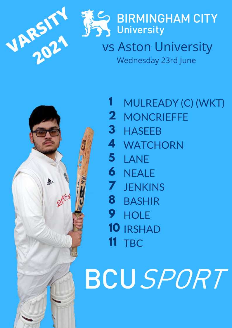 Howzthis for a team!! 🏏

Tomorrow hosted by our new partner club <a href="/AstonManorCC/">Aston Manor CC</a> our <a href="/BCU_Cricket/">BCU Cricket</a> side take on <a href="/AstonUniversity/">Aston University</a> in a 40 Over contest. 

Go bowl them over lads!! 

#BCUSport