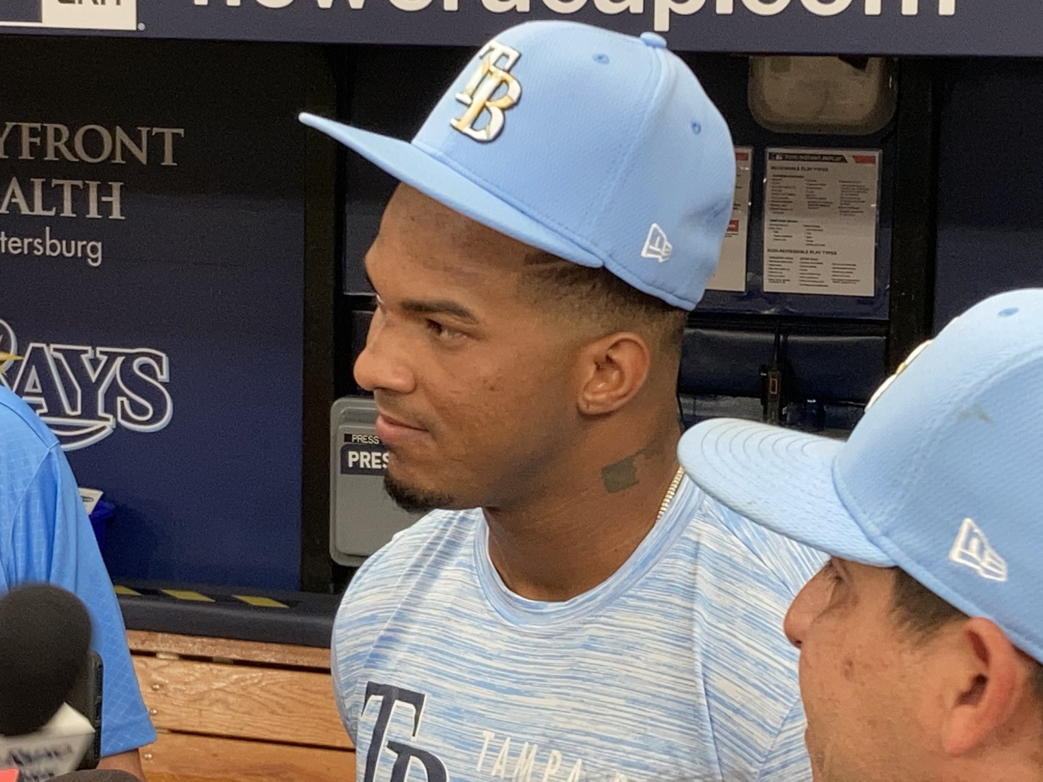 Greg Auman on X: Wild to ask someone what it means to be in the majors  when they have an MLB logo tattooed on their neck as Rays' Wander Franco  does.  /