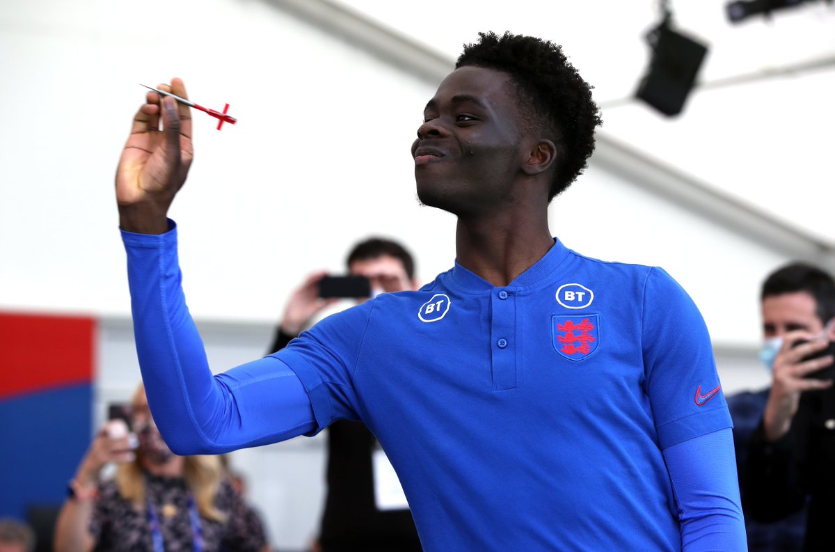 Squawka's tweet photo. Bukayo Saka has completed more take-ons (4) than any other #ENG player in a single game at #EURO2020  

He's only played 25 minutes of football so far. ✨ https://t.co/M02RxZEDSE