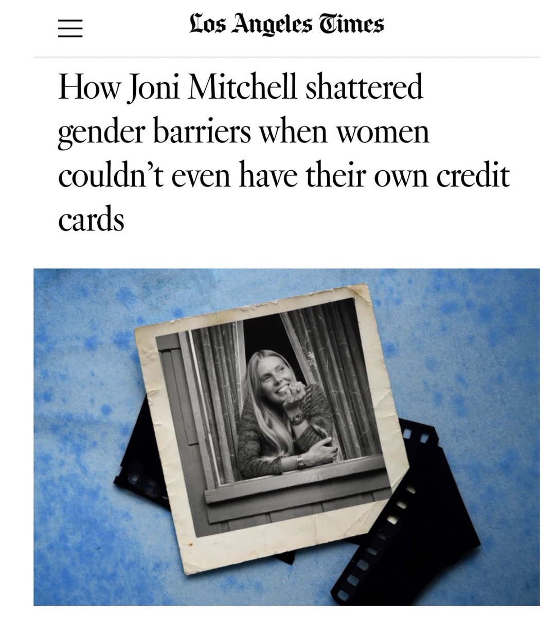 “Mitchell owned a car and multiple homes at a time when a woman couldn’t even legally get a credit card in her own name. She was an unmarried woman who traveled the world on her own and lived as she wished.” 

happy 50th to <a href="/jonimitchell/">Joni Mitchell</a>’s blue latimes.com/entertainment-…
