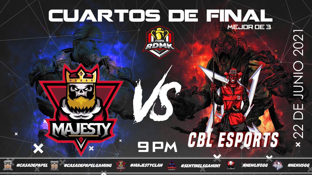 Enfrentamientos de Cuartos de Final en la #CopaRDMK

<a href="/MictlanAderG/">Mictlan Gaming Ader Oficial</a> vs. @TormaticGaming 
@MajestyGaming_ vs. @Oficial_CBL 

Patrocinadores:
<a href="/SentinelsGamin1/">Sentinel's Gaming</a> 
<a href="/NexusGG_/">Nexus E sports</a> 
<a href="/NewLS_Oficial/">New Life E-sports 🇲🇽🇨🇦🇲🇽🤘</a> 
<a href="/CasaDePapelGG/">Casa De Papel</a> 
<a href="/CasaDePapelGG/">Casa De Papel</a> Gaming
@MajestyGaming_ 

Caster: HDexteer @Alexito_DVP