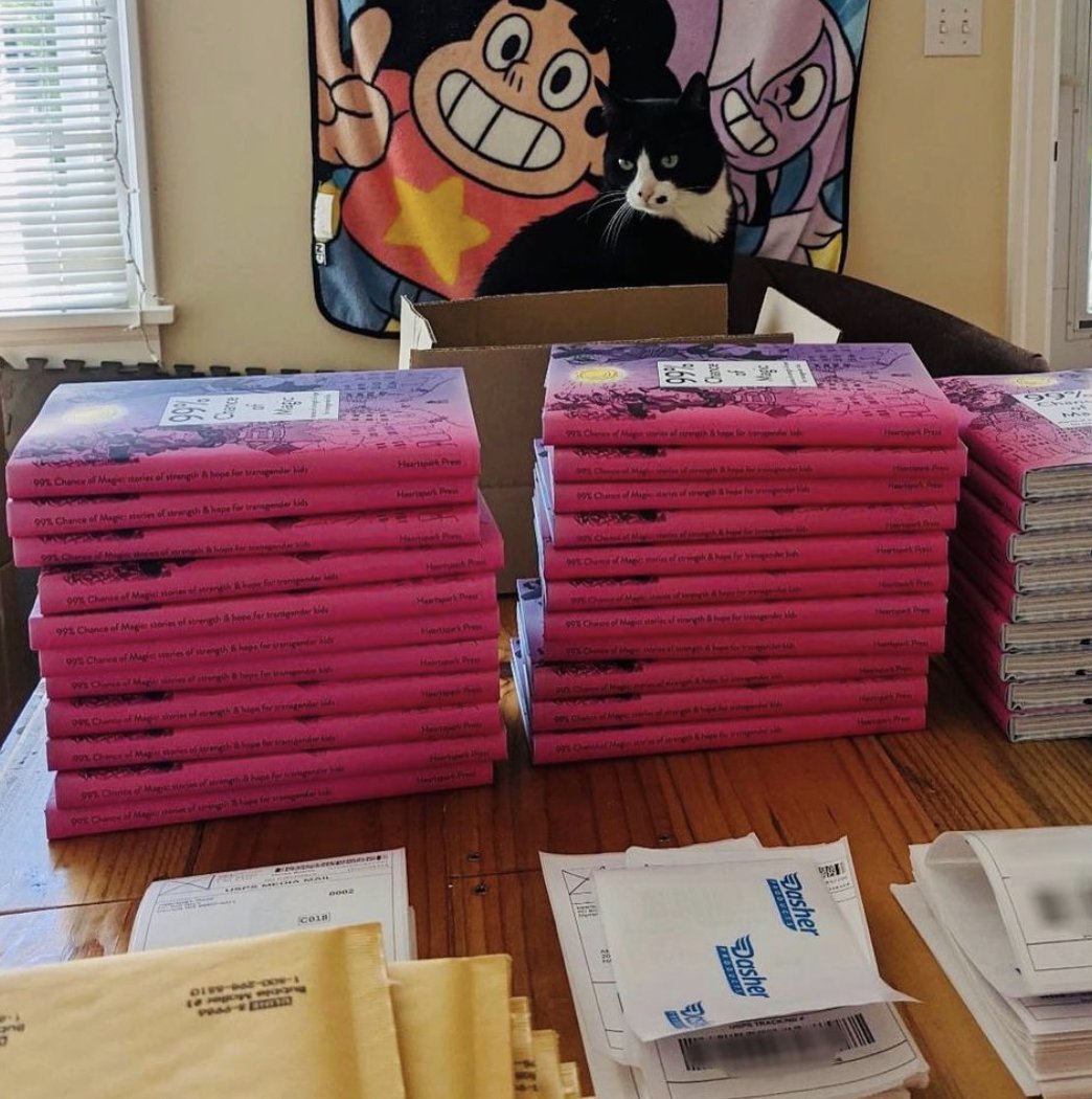 GenderJusticeWA's tweet photo. We shipped 550+ children's books to trans girls across the country! We are so grateful to have been apart of this project alongside @tractionpnw and @HeartsparkPress, and want to give a special shout out to Amy Heart for dreaming this up and making it a reality! #ProtectTransKids https://t.co/fxD3WGPG53