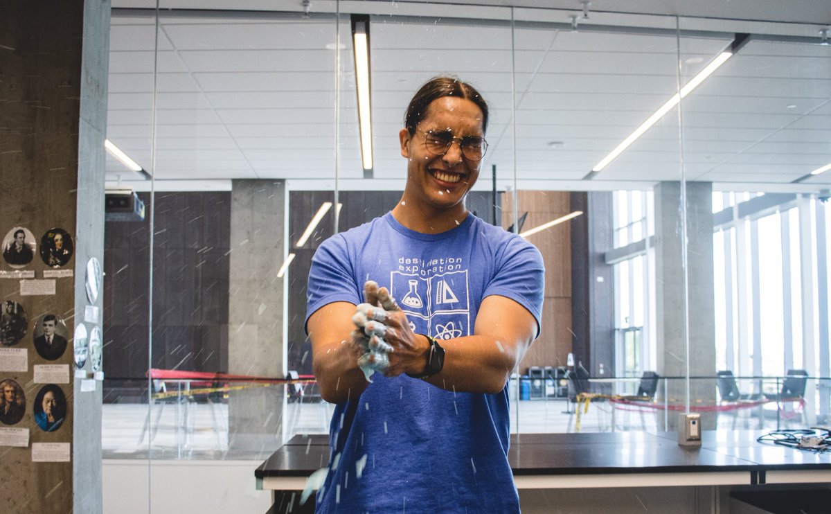 ULethbridgeDE's tweet photo. Meet Walker 🧑🏽‍🔬 He wants you to know that scientists have found 2,400 species of bacteria living in people’s belly buttons! He’s one of your Mini U &amp; Destination Science &amp; Tech instructors! 
His top 3 emojis : 🧪🦾🫀

#DEstaff #countdowntocamp #ulethbridge #uleth #yql #lethbridge https://t.co/1wE5Ea81KF