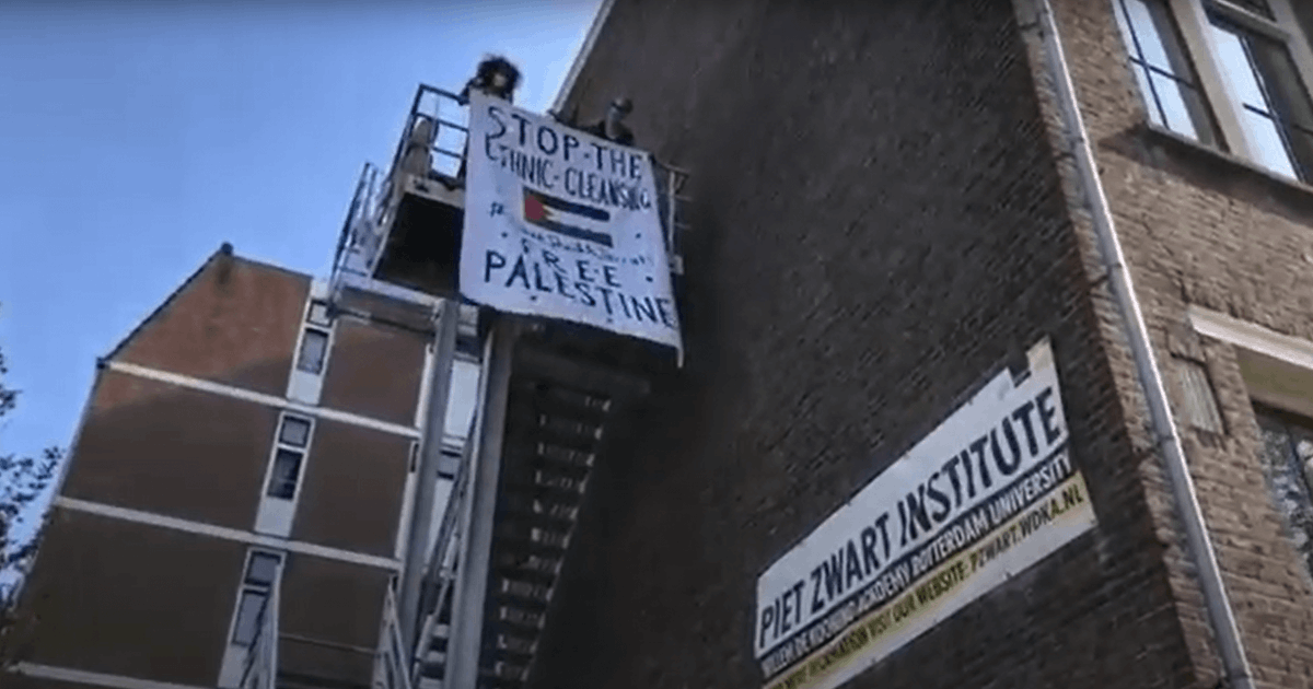 Mondoweiss's tweet photo. Netherlands art institute cracks down on free speech for Palestine — and seizes watermelon banner

https://t.co/cFn5zefpa6 https://t.co/IuUdYWWxIx