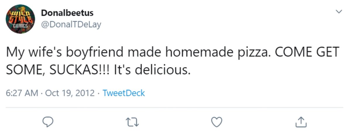 TheCause26's tweet photo. @bestgayops @DonalTDeLay Cuck boy is just hangry, go get your homemade pizza. #cucklyfe https://t.co/RPU5qSly4E