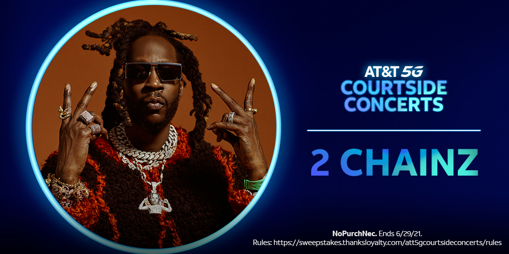 Tune in and turn it up for <a href="/ATT/">AT&T</a> 5G Courtside Concerts during the NBA Conference Finals presented by AT&amp;T. You could win a virtual meet and greet with <a href="/2Chainz/">Tity Boi (2 Chainz)</a> + an exclusive artist merch pack! #ATTTHANKS #NBAPlayoffs
AT&amp;T customers can enter 6/22 - 6/29 at go.att.com/36b443dc