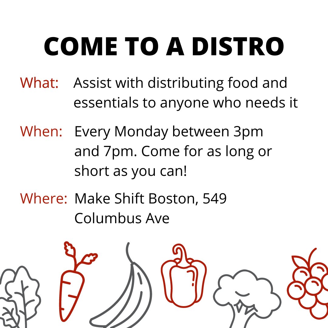 BostonDistro's tweet image. We are in need of volunteers! We host volunteer onboarding calls every Thursday at 7pm (and can work around your schedule if that time does not work for you). Click the link in our bio to sign up for the next call, and feel free to DM us with any questions ❤️