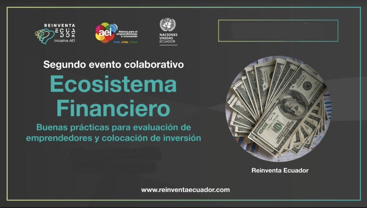 ReinventaEc's tweet image. Arrancamos con nuestro segundo evento colaborativo de nuestro #EcosistemaFinanciero. 

Analizaremos las buenas practicas en la evaluación de emprendedores y colocación de inversión.