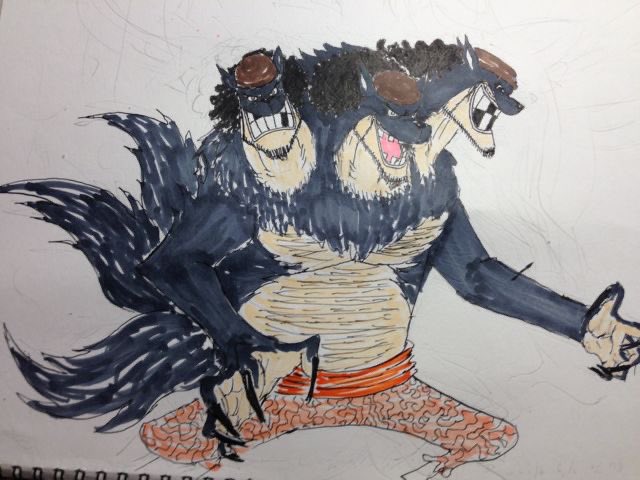 「mixi時代に適当に描いた黒ひげケルベロス人獣型ケルベロス否定派だけど笑 」|ボクオオクボのイラスト
