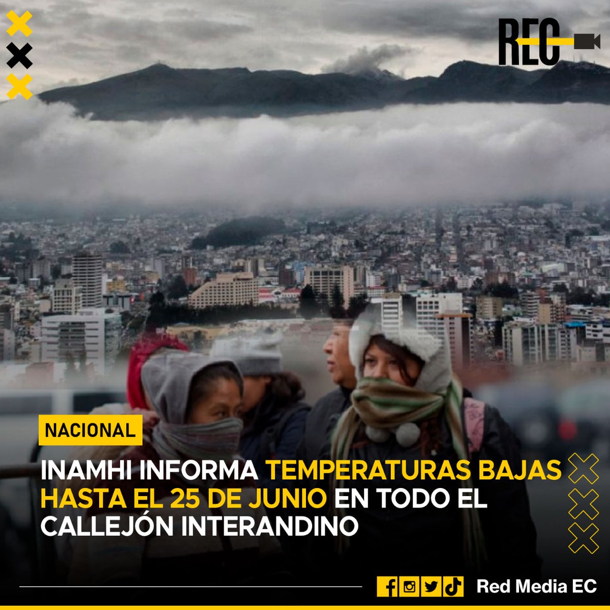 #Nacional | El Instituto Nacional de Meteorología e Hidrología, informó sobre el descenso de las temperaturas en varios sectores del callejón interandino ecuatoriano, el cual se mantendrán hasta el viernes 25 de este mes.
#REC
#INAMHI
#TemperaturaBaja