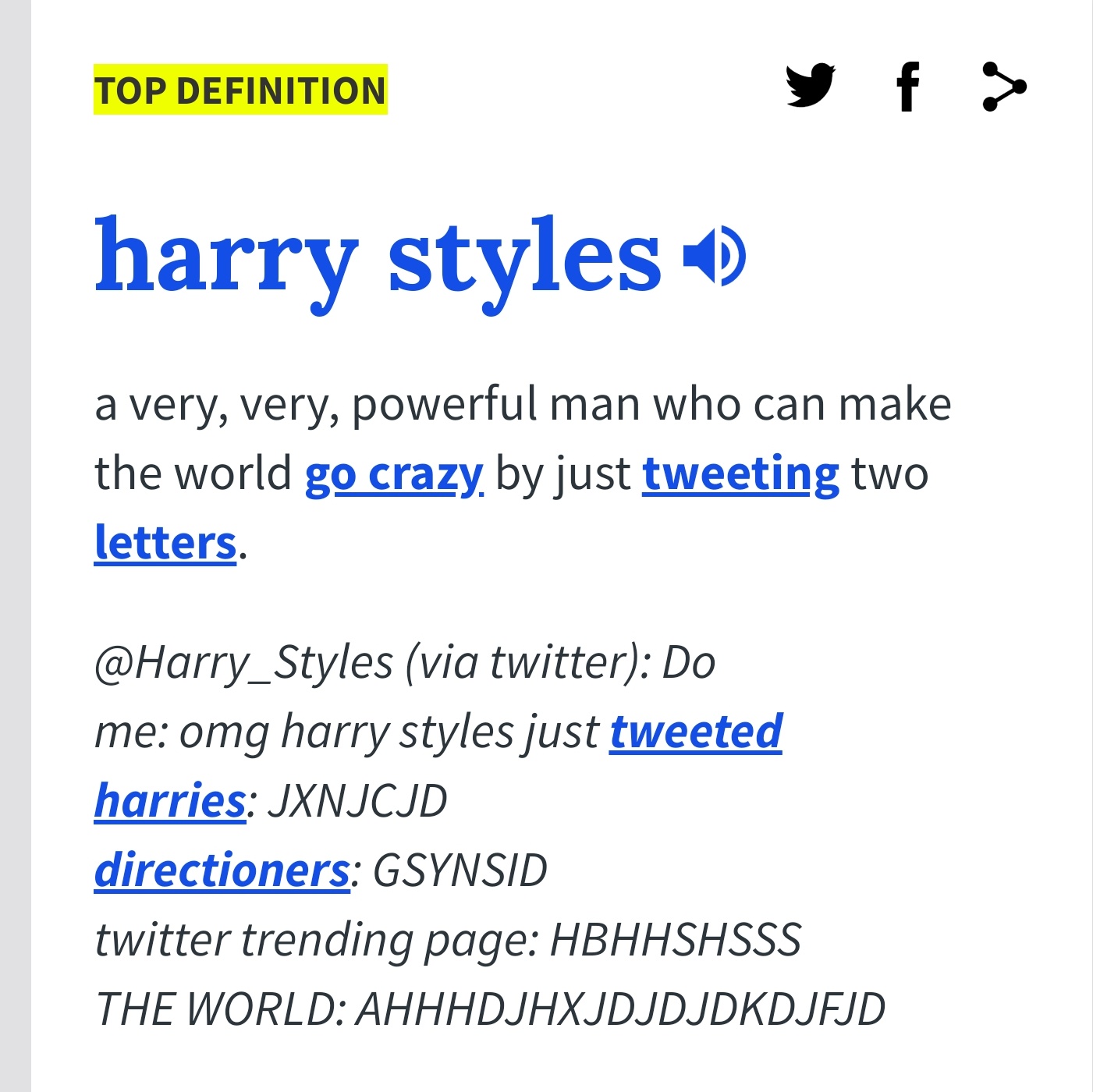 god on X: the definition of 'harry styles' on urban dictionary is iconic   / X