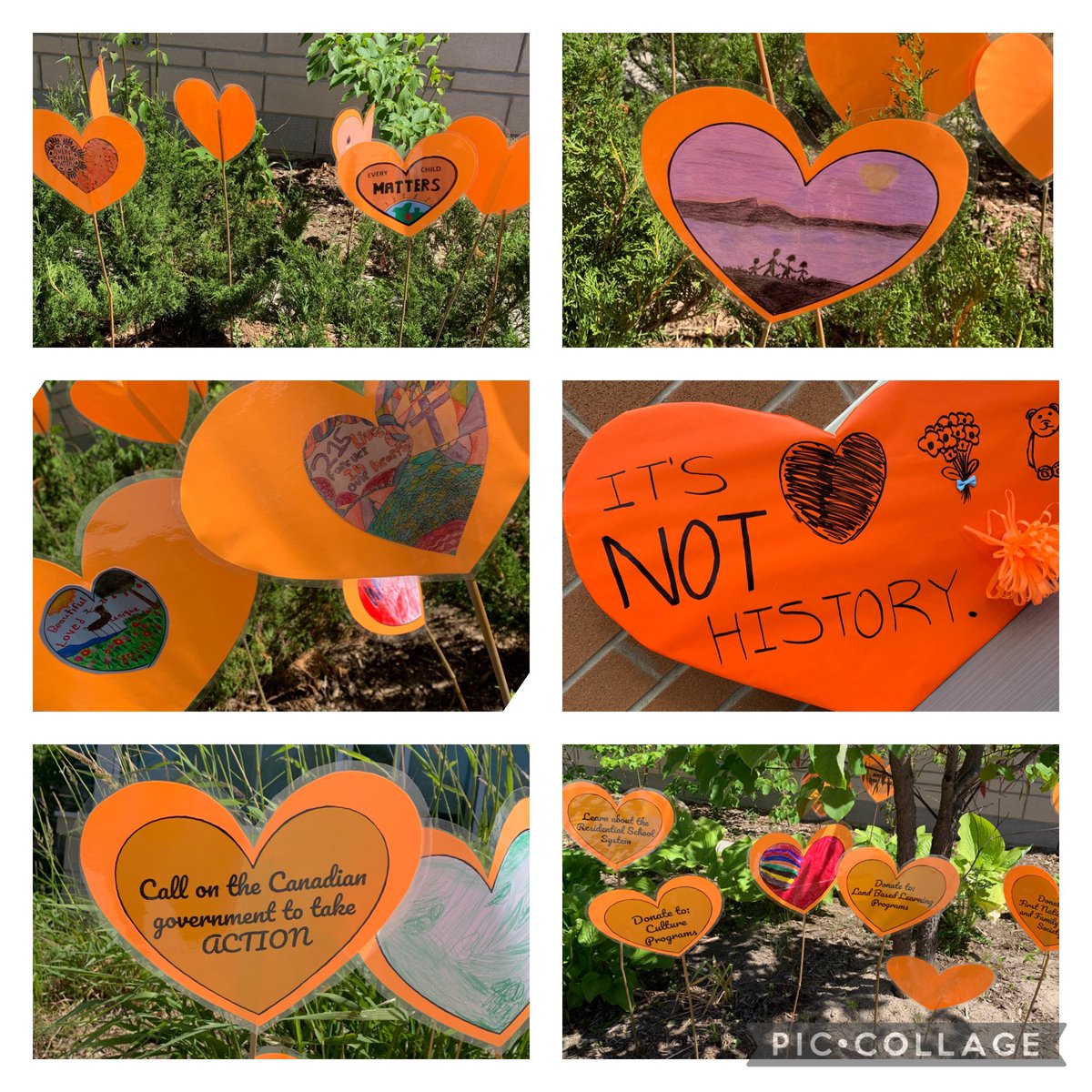 Proud of <a href="/GBDBears/">Georgian Bay District Secondary School</a> staff, Ss and families for honouring the lives of Residential School children by creating a beautiful heart garden 🧡 To take action donate to orgs that support RS survivors/families and learn about the RS system #215Indigenouschildren #TeachTruth <a href="/FNMI_SCDSB/">SCDSB_IndigenousEd</a>