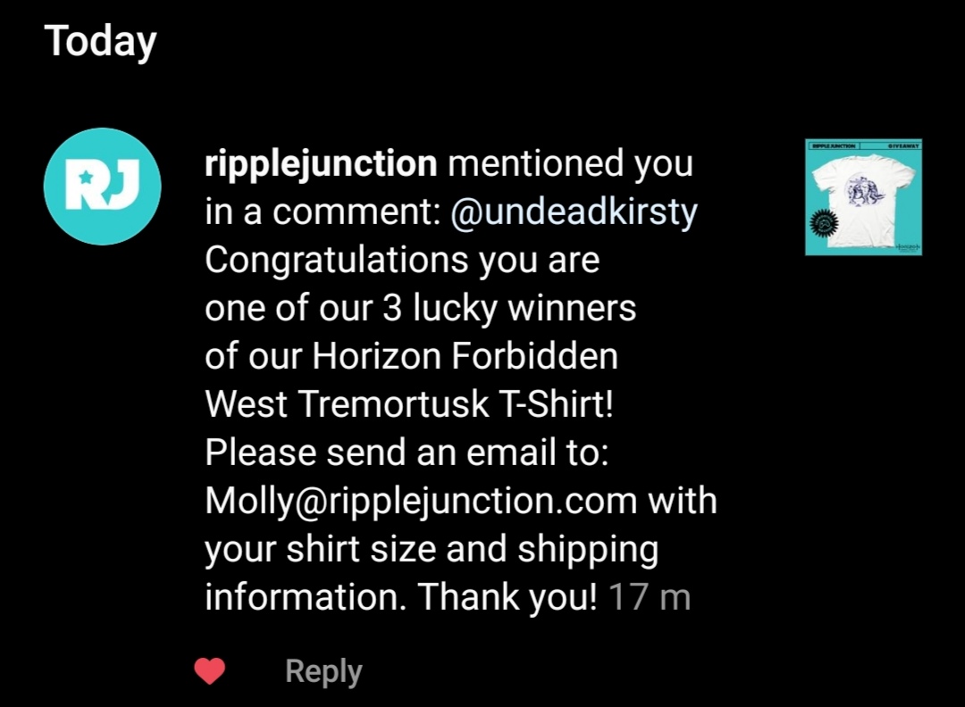 Kirstals_'s tweet photo. I actually won a giveaway?! ๐ฑ
This never happens! ๐ฅบ ๐
My wardrobe is about to get all the Forbidden West vibes! ๐คฉ
~
Thank you so much @ripplejunction! ๐งก ๐น ๐ฉ๐ปโ๐ฆฐ
#HorizonForbiddenWest #RippleJunction https://t.co/ddYwbswcuW