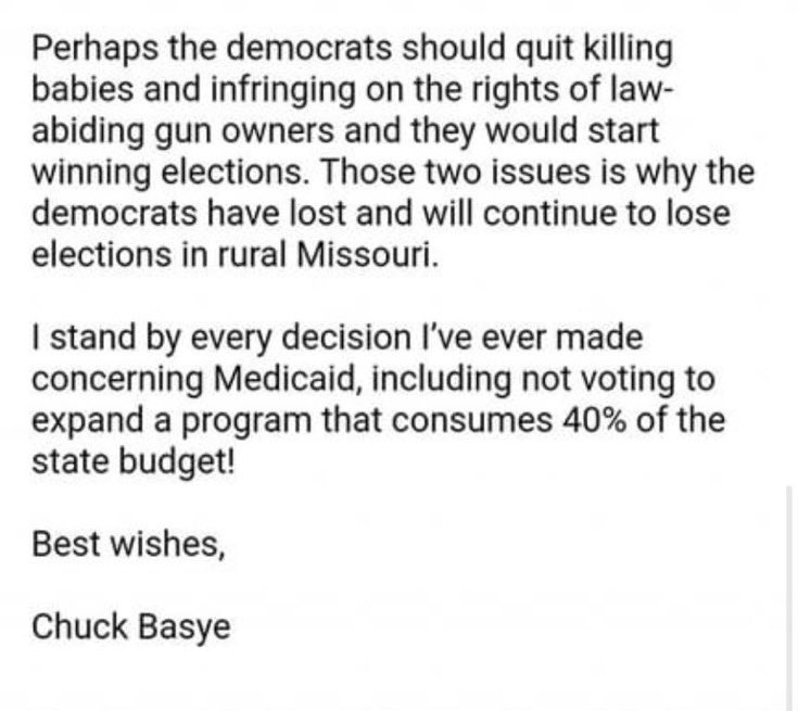 shannonrwatts's tweet image. This is an actual email a Missouri state representative sent to a constituent and gun violence survivor who opposes the passage of a bill that would nullify federal gun laws.

Imagine being this much of a dick. And then commit to running for office…

H/t @chrisehyman #moleg