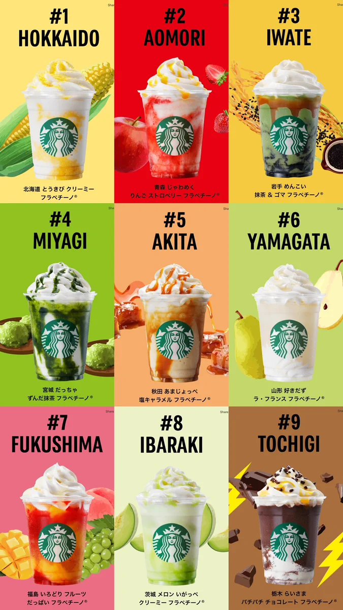 スターバックスから都道府県ごとのフラペチーノが登場！全国の味まとめがこちら！