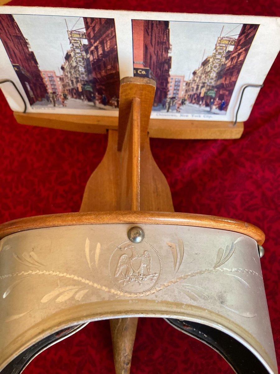 Have you used a stereoscope? They're the 3D glasses of the 1800s! One lens makes double images seem distant, the other enlarges them. Together, they shift the apparent horizontal position of the photos &amp; create a 3D effect. Try ours out during your next visit! #TriviaTuesday