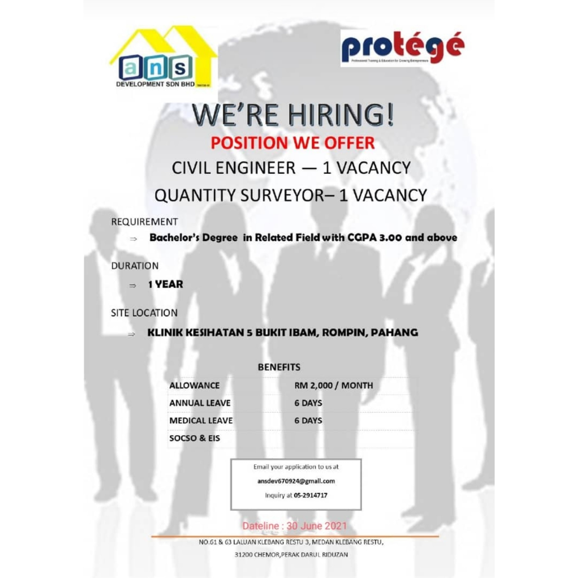 Protege Malaysia On Twitter Dear Graduates We Have Good News Ans Development Sdn Bhd Is Currently Looking For Protege Rtw Trainee Hurry Up And Send Your Resume To Ansdev670924 Gmail Com Kindly Refer Poster