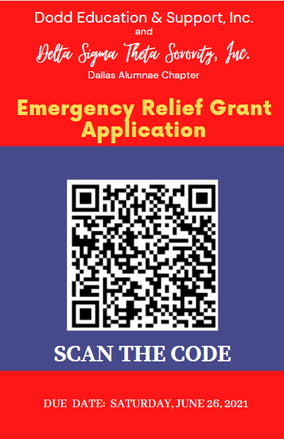 DST_DA's tweet image. Have you been impacted by COVID-19 and/or the recent winter storm in the Dallas Metroplex? You may be eligible for an Emergency Relief Grant. Scan the QR Code or click the following URL to apply. docs.google.com/forms/d/e/1FAI…