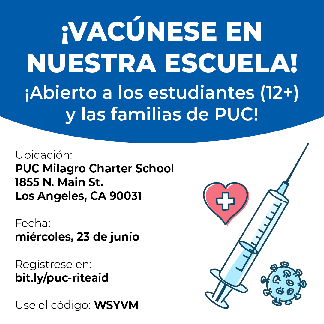 pucmilagrocs's tweet photo. Get vaccinated (for free!) on our campus on June 23rd! Open to everyone 12 &amp; older! Register today at https://t.co/9BQU5YAF8e using code WSYVM.

¡Vacúnese (gratis) en nuestro campus el 23 de junio! ¡Abierto para todos los mayores de 12 años! Regístrese hoy con el código WSYVM. https://t.co/gWbGqLQOCF