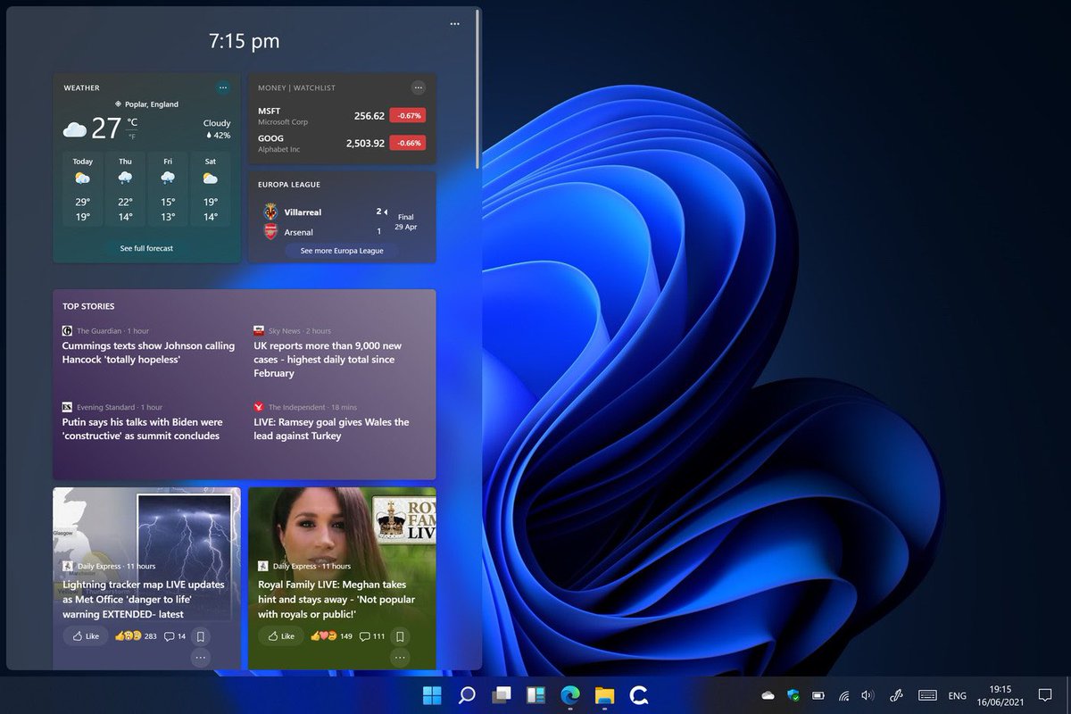 بعض تعديلات من نظام ويندوز     Windows 11 واللي راح نشوفه بعد يومين.👀

- واجهة مستخدم جديدة
- يدعم الويدجيت Widgets 
- تحتاج لشبكة واي فاي عشان تثبته
- اكثر سلاسة من ويندوز 10
- الترقية بتكون مجانية #Windows11 
#w 
#Windows11