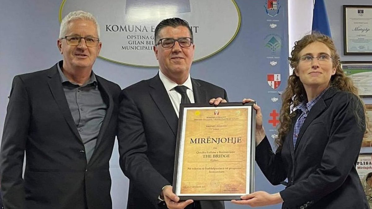 CAMAServices's tweet photo. Congrats to our Kosovo team! They recently received recognition from the mayor of Gjilan for the difference The Bridge community center is making in the city. https://t.co/wLaCbz2WGo