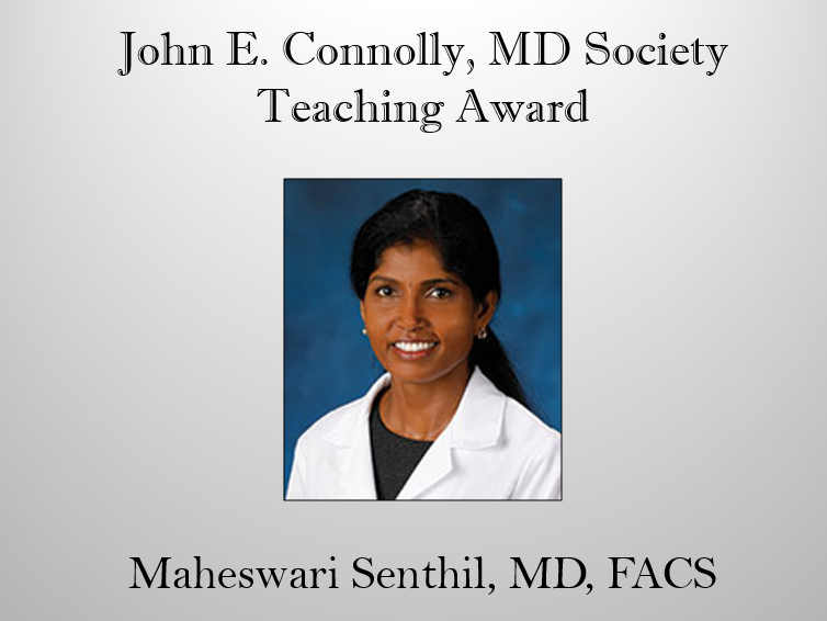 UCIrvineSurgery's tweet photo. Each year, our trainees take a moment to reflect on the “John E. Connolly MD Teaching Professor of the Year.” The award represents a commitment to #teaching, #mentorship, #research, and #surgical excellence. Thank you Dr. Maheswari Senthil for your mentorship!! #JECSS https://t.co/ZRjChIRuAu