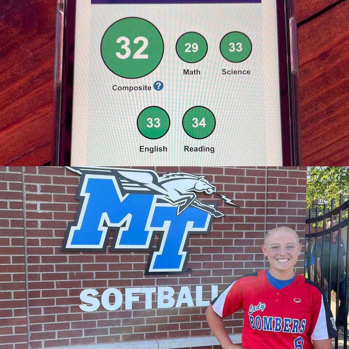 CLB16ugold's tweet photo. A big day today for @callieallison05 ! Updated ACT score and showing out at the Middle Tennessee camp. 💙❤️💣 https://t.co/qAB38TXZbt