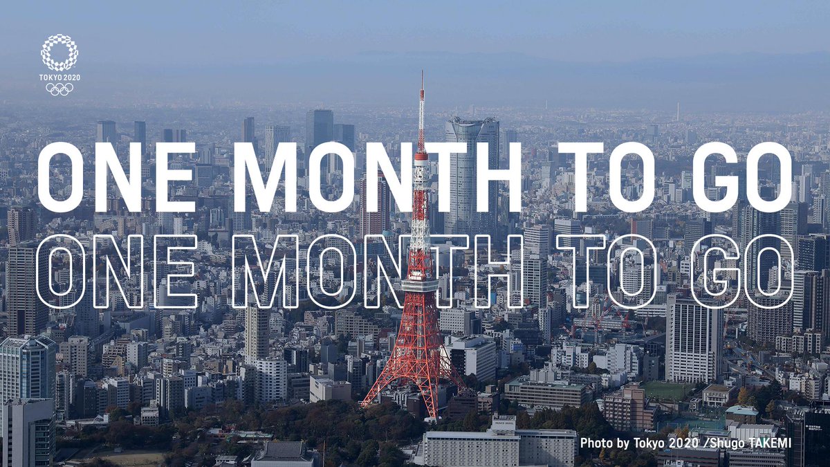 Tokyo2020's tweet photo. 1⃣ month to go until the Opening Ceremony of the @Olympics! 🏃‍♀️ 🇯🇵

#Tokyo2020 | #UnitedByEmotion https://t.co/wnP8iPICC5