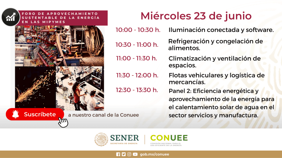 CONUEE_mx's tweet photo. Recuerda que el día de mañana en punto de las 10:00 h. el equipo de @PymesConuee te espera en  #YouTube en el 2do día del 𝐹𝑜𝑟𝑜 𝑑𝑒 𝐴𝑝𝑟𝑜𝑣𝑒𝑐ℎ𝑎𝑚𝑖𝑒𝑛𝑡𝑜 𝑆𝑢𝑠𝑡𝑒𝑛𝑡𝑎𝑏𝑙𝑒 𝑑𝑒 𝑙𝑎 𝐸𝑛𝑒𝑟𝑔𝑖́𝑎 𝑒𝑛 𝑙𝑎𝑠 #MiPyMEs

Agenda 👉🏽🖱https://t.co/UTgtoY6sAG https://t.co/2AphKfvIfP