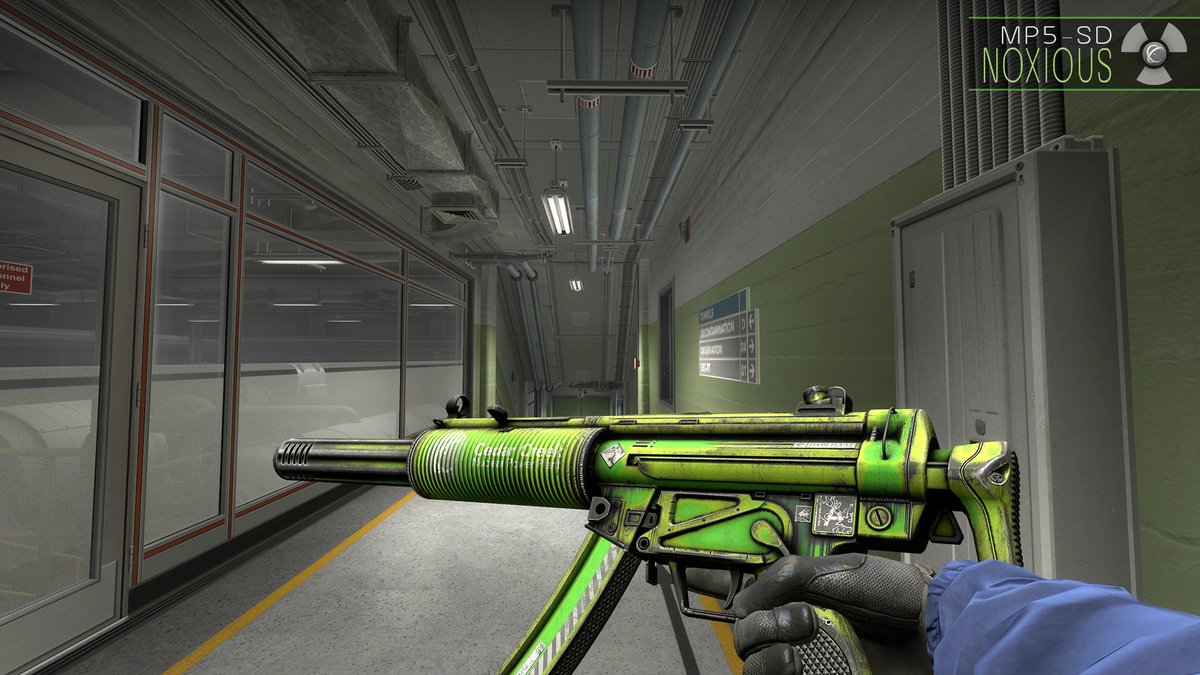 Introducing the Noxious M4A1-S, USP-S &amp; MP5-SD for @CSGO  - The collection consists of 3 weapons and 4 versions, telling a story based around the map de_nuke. 
See the entire story : steamcommunity.com/sharedfiles/fi…

#csgo #steamworkshop #steam
